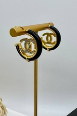 Серьги CHANEL конго с черной вставкой