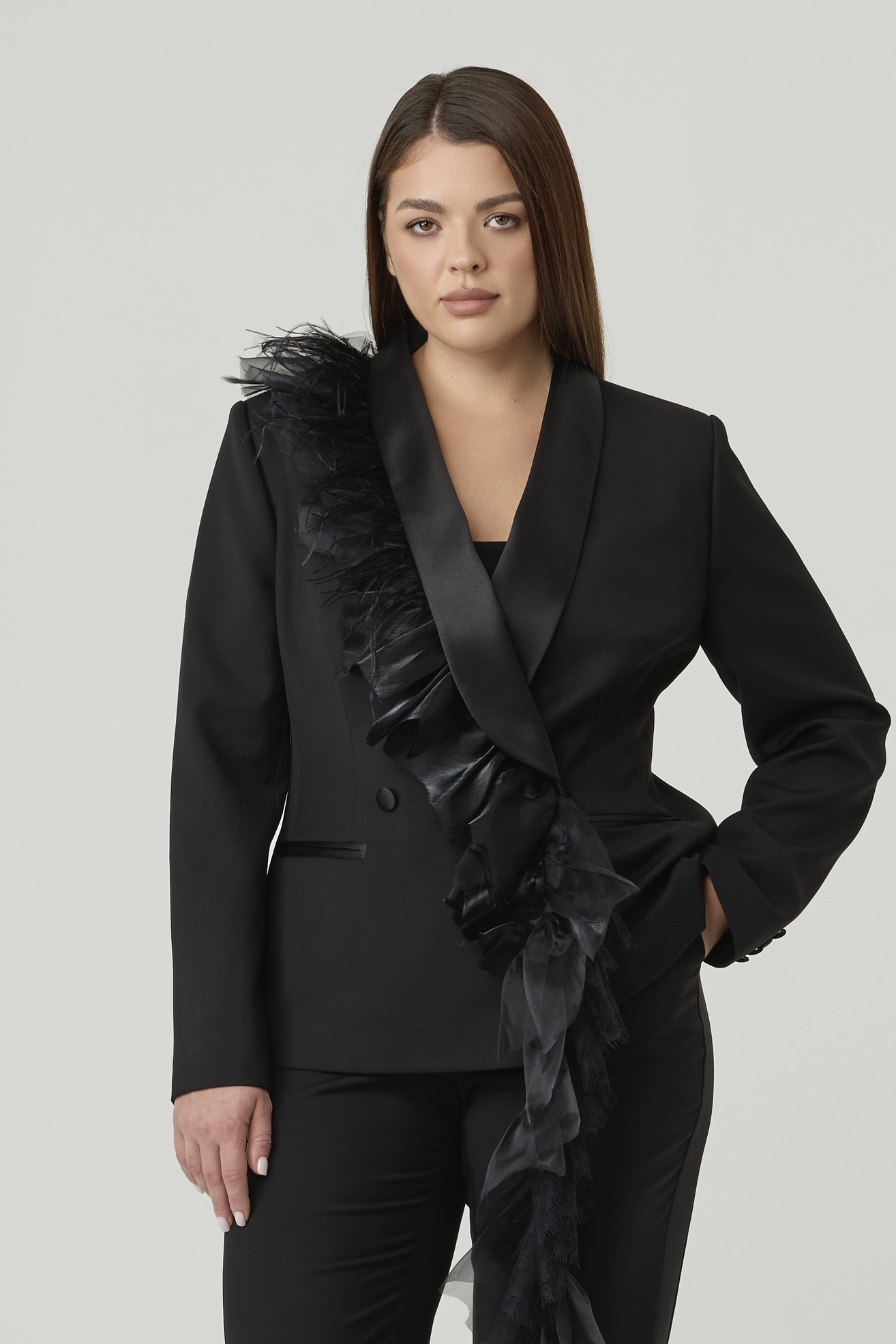 Жакет-смокинг, черный