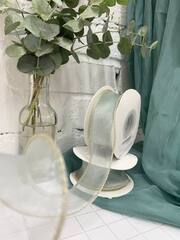 Лента органза с золотой нитью (4см*9,14 м), Серо-зеленый