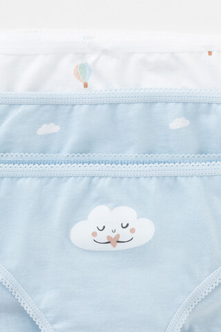 трусы/ уп  для девочки  К 1931-3уп/голубое стекло,белый,воздушные шары