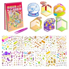 
          Румбокс, наклейки для творчества - антистресс блокнот, 200*265 мм, "Animal Party", розовый, XXL, 3D стикеры, 6 комнат, в комплекте пинцет, пакет с европодвесом