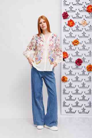 IVI Блуза из хлопка с шелком в цветочный узор