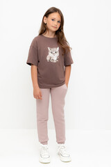 брюки  для девочки  КР 400588/кофейный к513