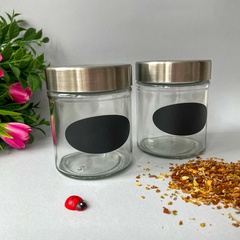 Баночки - бутылочки с металлической крышкой, декоративные, стеклянные, прозрачные, 350 мл, 10*8 см, набор 2 штуки.