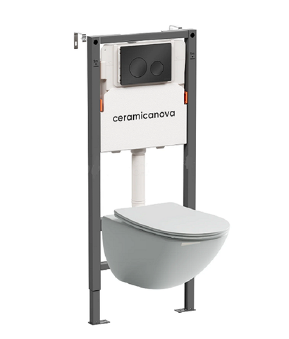 Ceramica Nova CN1905_121001MB Комплект Подвесной унитаз MONO Rimless + Система инсталляции Balance кнопка Circle, черный матовый