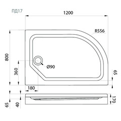 Поддон душевой 120x80 низкий правый акриловый