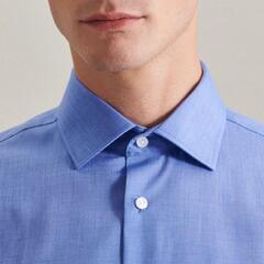 Сорочка мужская Seidensticker Slim Fit 01.666261-11 синяя, короткий рукав