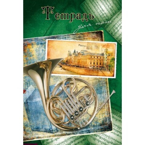 Тетрадь д/нот 24л. (Проф-Пресс) ВАЛТОРНА (скрепка, цветная мелов.обл.) 243884