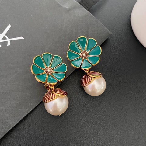 Серьги клипсы YSL цветок