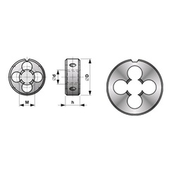Плашка М12х1,75 DINEN22568 115CrV3 6g 38х14мм Bucovice(CzTool) 210120BT