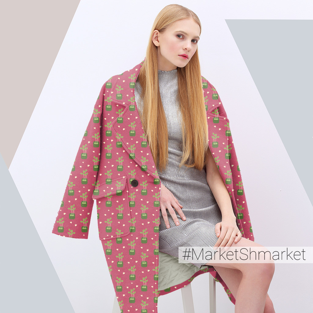 Ткани Бесшовный узор из микрозелени на красном фоне - закажи на # ...