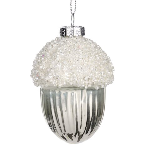 Набор украшений на елку 2шт 9см Goodwill Желуди серебряные с белым