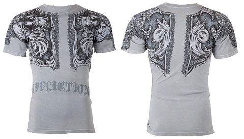 Affliction | Футболка мужская Gladiator Grey A492G перед и спина