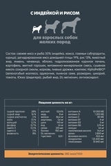 ALPHAPET сухой корм для взрослых собак мелких пород (индейка и рис) 500 гр