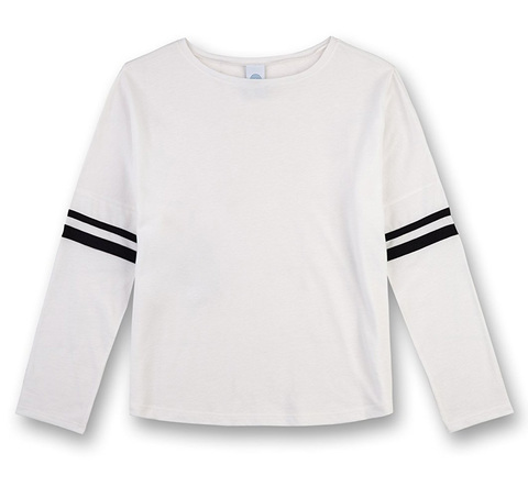 Белый лонгслив с контрастными полосками Sanetta