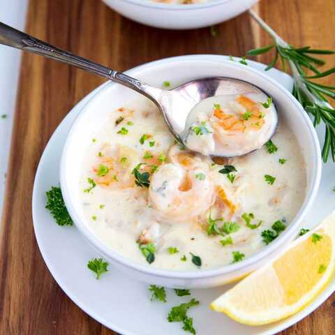 Сливочный суп с креветками