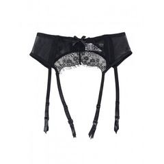 Пояс черный с подвязками + стринги (размер XS-S)