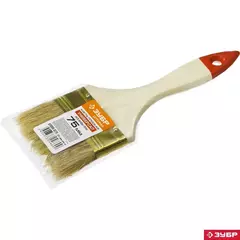 ЗУБР 75 мм, 3?, светлая натуральная щетина, деревянная ручка, плоская кисть (01099-075) (12 штук)