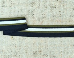 Подвязы трикотажные, ш. 2,8 см, L 1,31 м, чёрный с белой и зелёной полосой