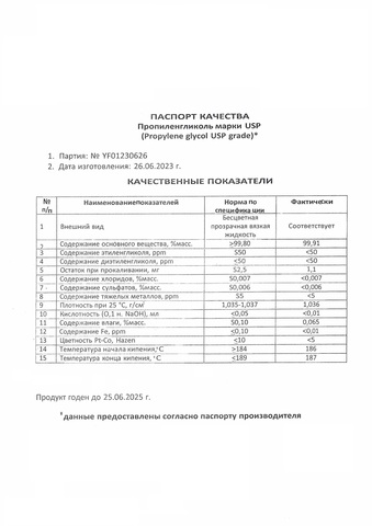 Пропиленгликоль Китай бочка 215кг.