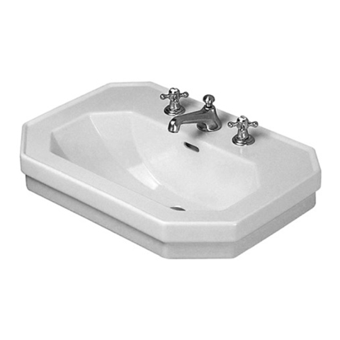 Duravit 1930 Duravit 1930 Раковина с перел., и 3 отв. под смес., 70х50х Н: 20.5см, Цвет: Белый 438700030