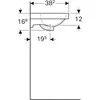 Раковина Geberit Acanto: Белый, B=45см, H=16.8см, T=38.2см, Отверстие под смеситель=По центру, Перелив=На виду