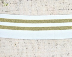 Подвязы трикотажные, ш. 7 см, L 130 см, белый с золотом