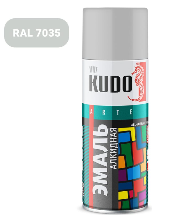 KUDO-1017 Эмаль унив. светло-серая 520 мл