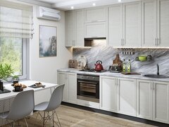 Прямая модульная кухня Сканди-03 Cappuccino Softwood - Graphite 2340*2600*600