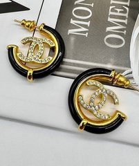 Серьги CHANEL конго с черной вставкой