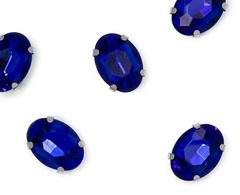 Стразы пришивные стекло в оправе, р. 18х13 мм, синий
