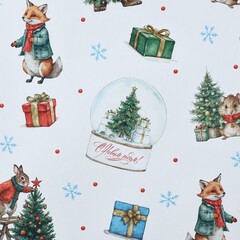 Упаковочная бумага крафт, «Новогоднее настроение», 0,7*1 м, 5 листов