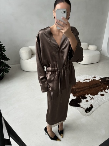 Юбка МИДИ Ацетат (кофейный хаки)