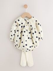 Платье-песочник и колготки в комплекте для девочек Next W59-397, Молочный