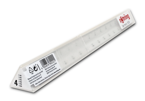 Линейка Rotring Architect 4, масштабная (1 : 100; 1 : 200; 1 : 250; 1 : 300; 1 : 400 и 1 : 500), трёхгранная, пластиковая (S0220641)