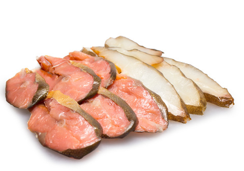 Ассорти палтус и горбуша  кусочки х/к, 200г