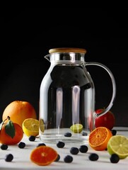 Стеклянный кувшин для воды с крышкой, 2 литра