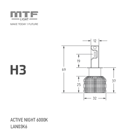 Светодиодные лампы MTF Light H3 ACTIVE NIGHT 6000K