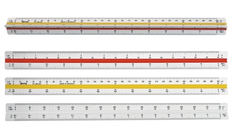 Линейка Rotring Architect 4, масштабная (1 : 100; 1 : 200; 1 : 250; 1 : 300; 1 : 400 и 1 : 500), трёхгранная, пластиковая (S0220641)