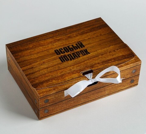 Коробка складная одиночная Прямоугольник «Особый подарок», с лентой, 16,5*12,5*5 см, 1 шт.