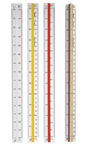 Линейка Rotring Architect 4, масштабная (1 : 100; 1 : 200; 1 : 250; 1 : 300; 1 : 400 и 1 : 500), трёхгранная, пластиковая (S0220641)