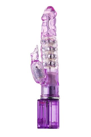 Фиолетовый хай-тек вибратор High-Tech fantasy с бусинами и отростком - 27,2 см. - A-toys 761035