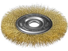 ЗУБР 150 мм, витая латунированная, стальная проволока 0.3. щетка дисковая для УШМ, Профессионал (35187-150)