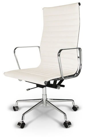 Кресло Eames Style HB Ribbed Office Chair EA 119 кремовая кожа