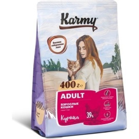 KARMY Эдалт сухой корм для кошек (курица) 400г