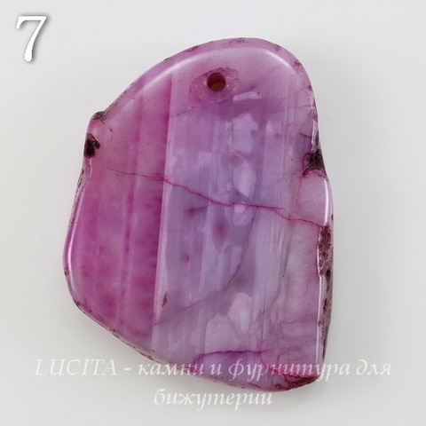 Подвеска Срез Агата с полосками (тониров), цвет - фиолетовый, 33-36 мм (№7 (34х26 мм))