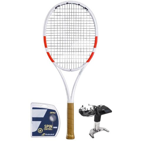 Теннисная ракетка Babolat Pure Strike 97 - white/red/black + струны + натяжка в подарок