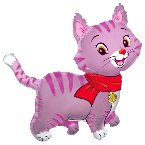 Шар Фигура Кошечка с шарфом розовая