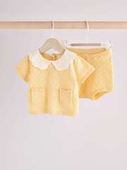 Вязаная футболка и шорты в комплекте для малышей Next AA8-204, Желтый