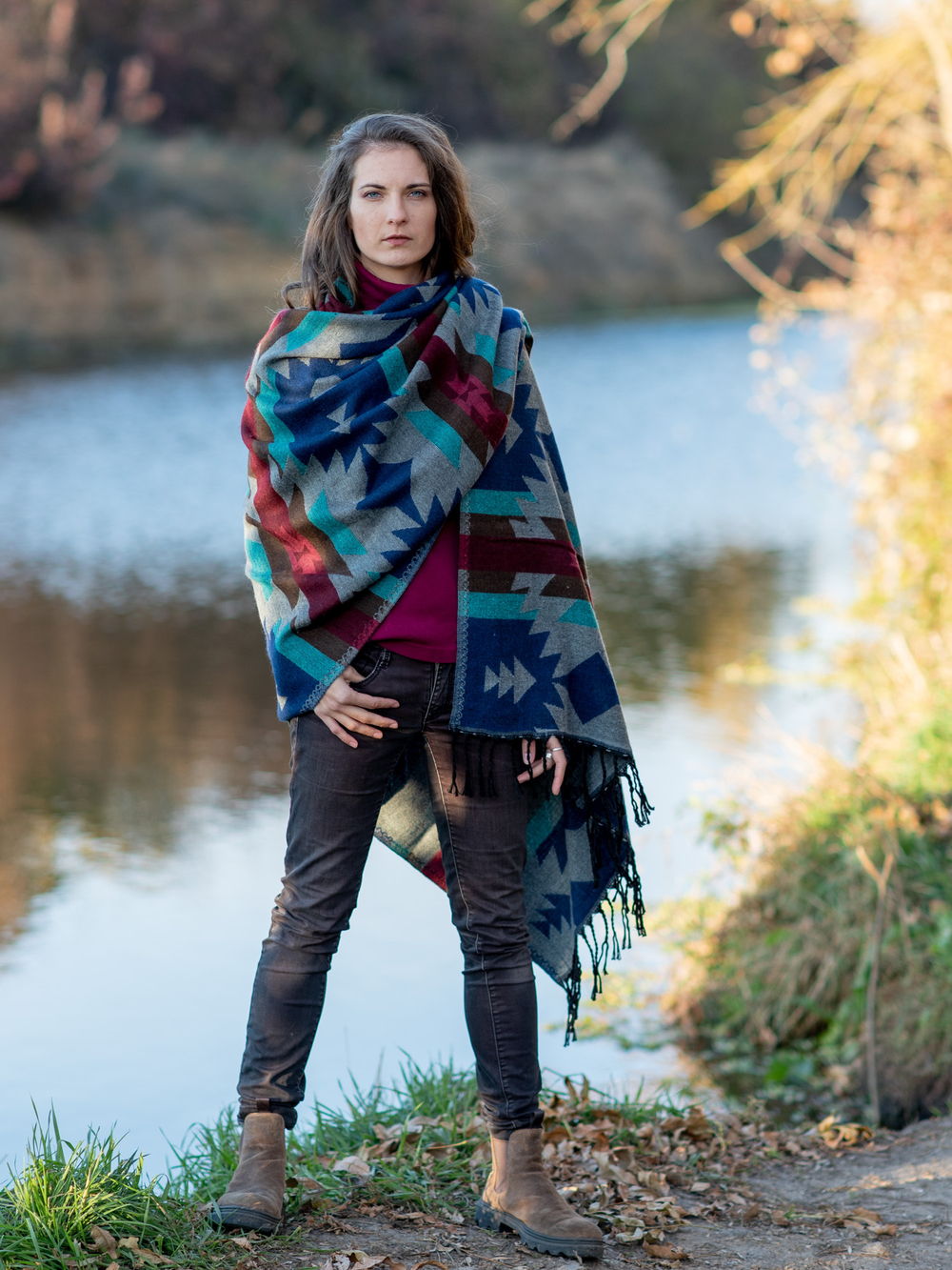 Шарф теплый с орнаментом Навахо